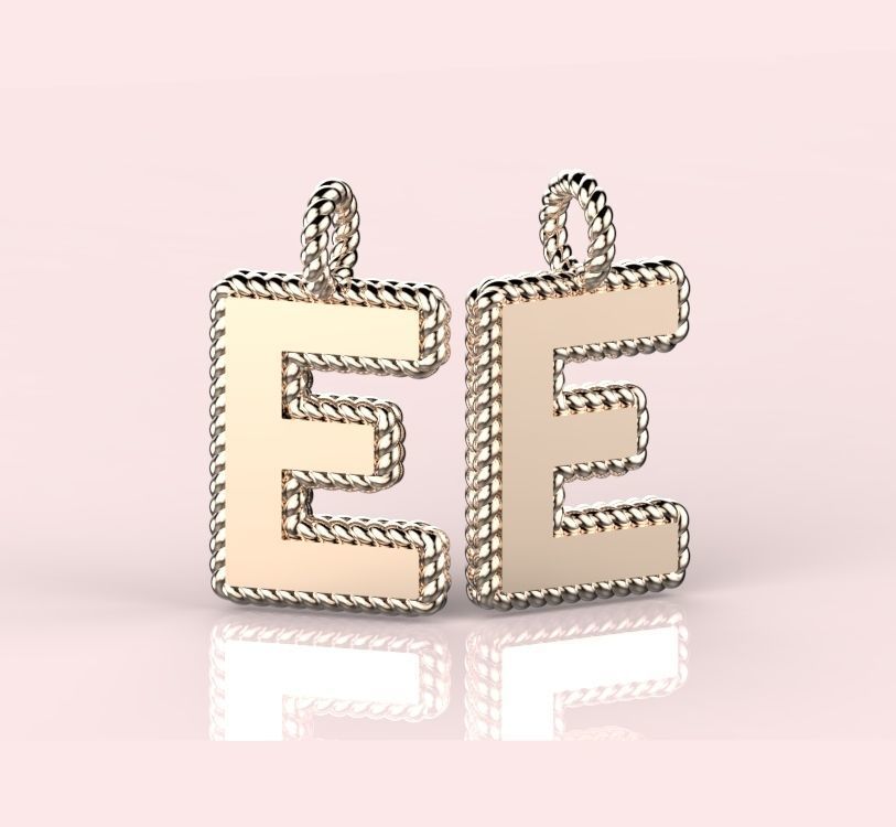 Pendant Letter E Necklace 3D print model 3D print model_5
