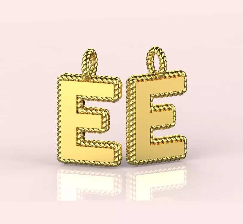 Pendant Letter E Necklace 3D print model 3D print model_0