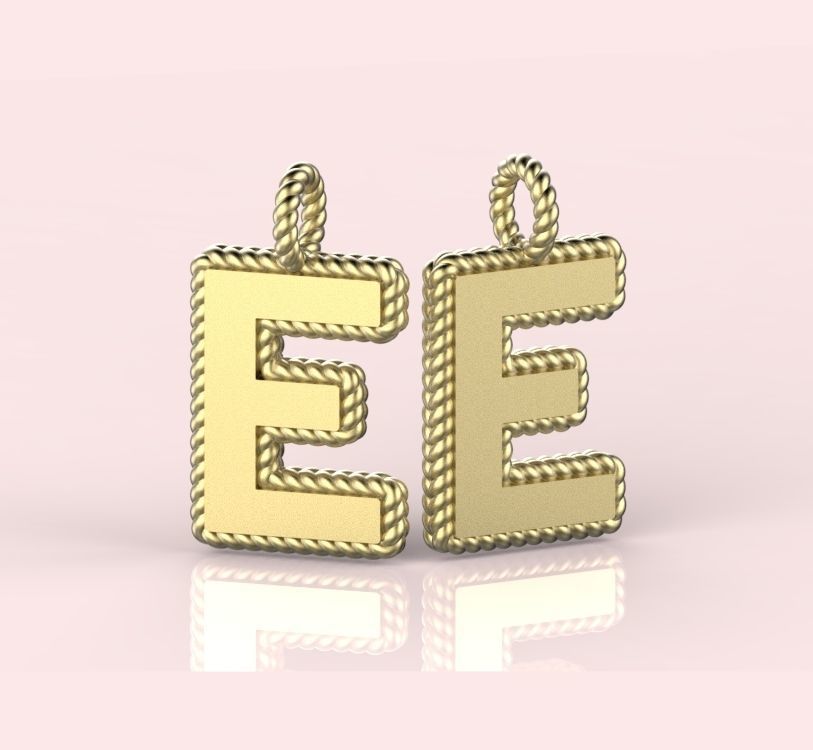 Pendant Letter E Necklace 3D print model 3D print model_3