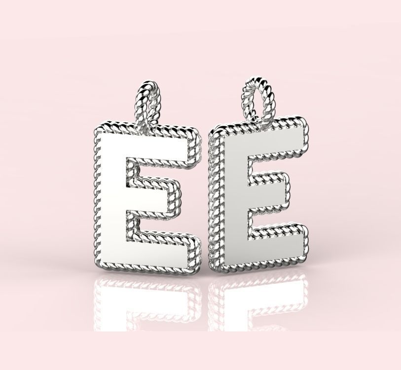 Pendant Letter E Necklace 3D print model 3D print model_4
