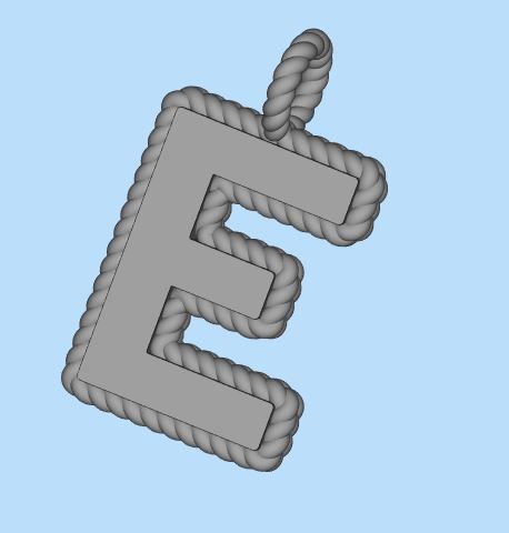 Pendant Letter E Necklace 3D print model 3D print model_6
