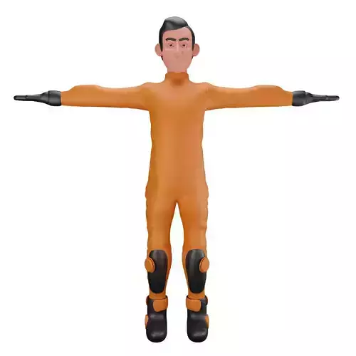 Racer Wearing Uniform with Arms Outstretched