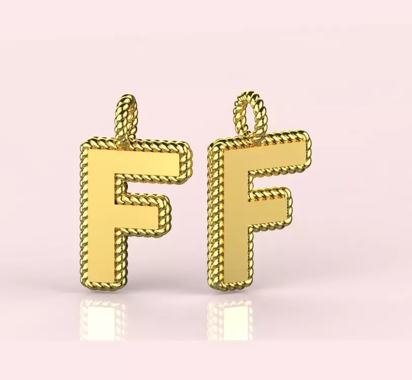 Pendant Letter F Necklace 3D print model 3D print model_0