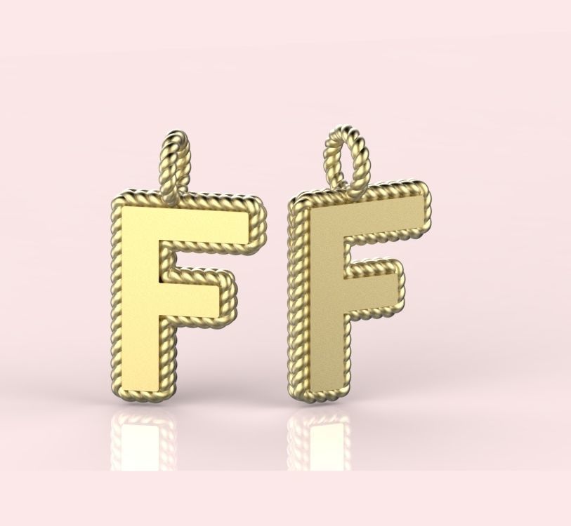 Pendant Letter F Necklace 3D print model 3D print model_4