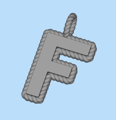 Pendant Letter F Necklace 3D print model 3D print model_5