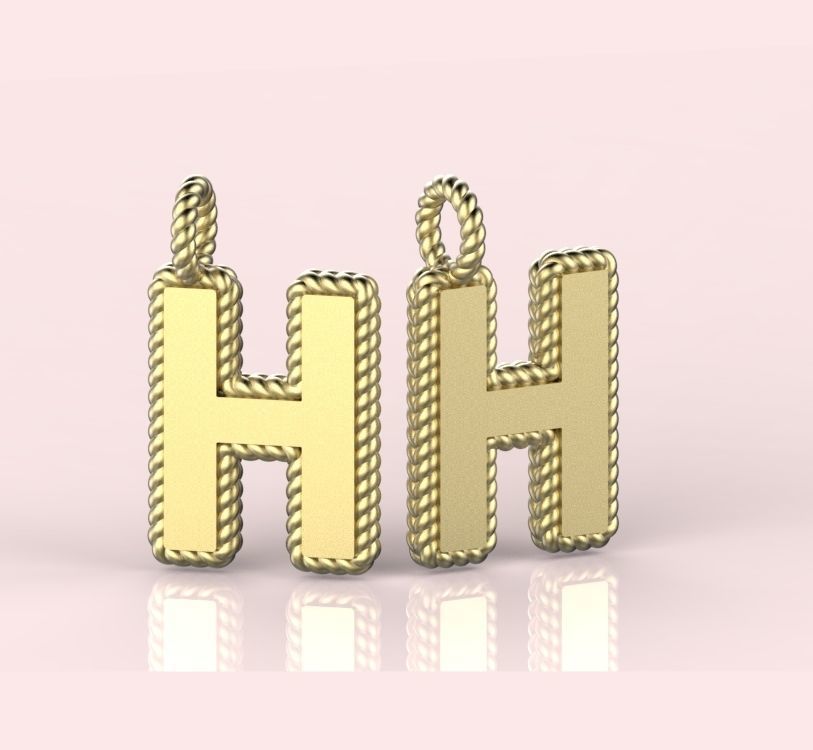 Pendant Letter H Necklace 3D print model 3D print model_4