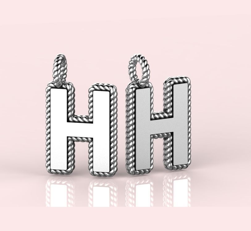 Pendant Letter H Necklace 3D print model 3D print model_1