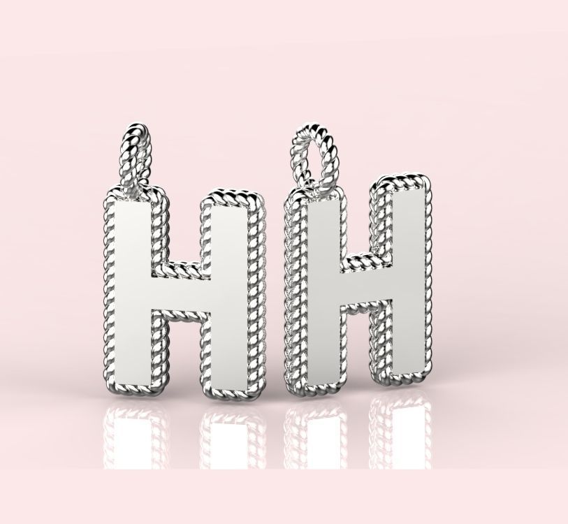 Pendant Letter H Necklace 3D print model 3D print model_3