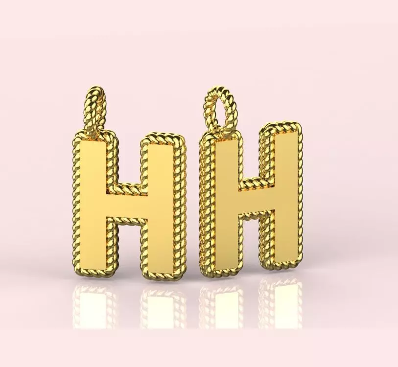 Pendant Letter H Necklace 3D print model 3D print model_0