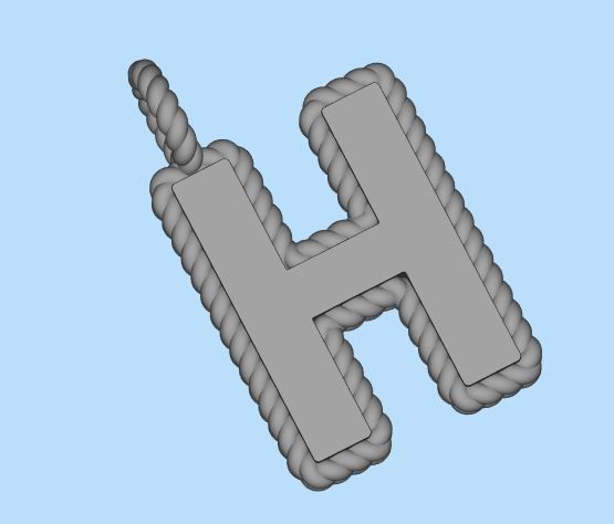 Pendant Letter H Necklace 3D print model 3D print model_6