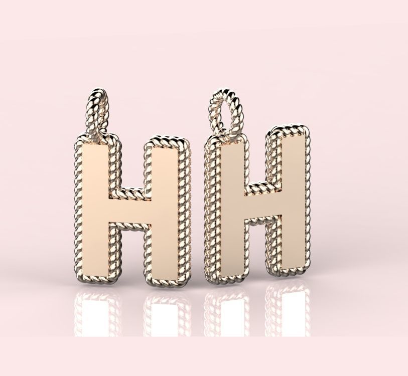 Pendant Letter H Necklace 3D print model 3D print model_2
