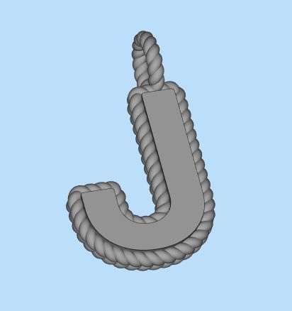 Pendant Letter J Necklace 3D print model 3D print model_6