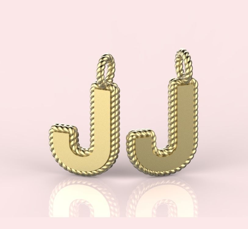 Pendant Letter J Necklace 3D print model 3D print model_4