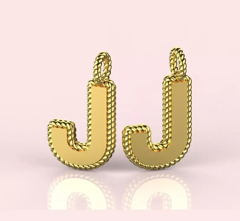Pendant Letter J Necklace 3D print model 3D print model_0