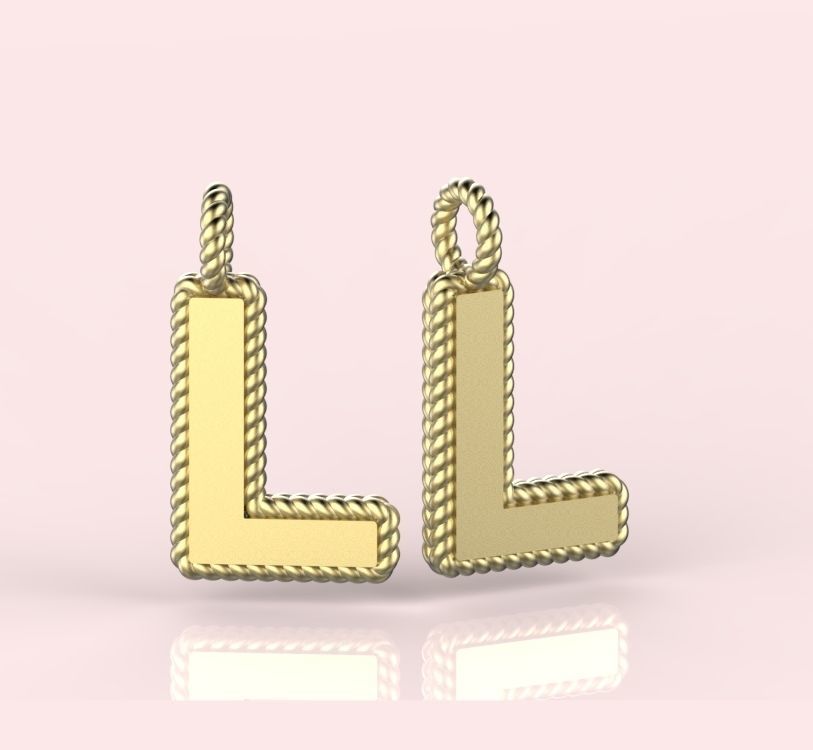 Pendant Letter L Necklace 3D print model 3D print model_7