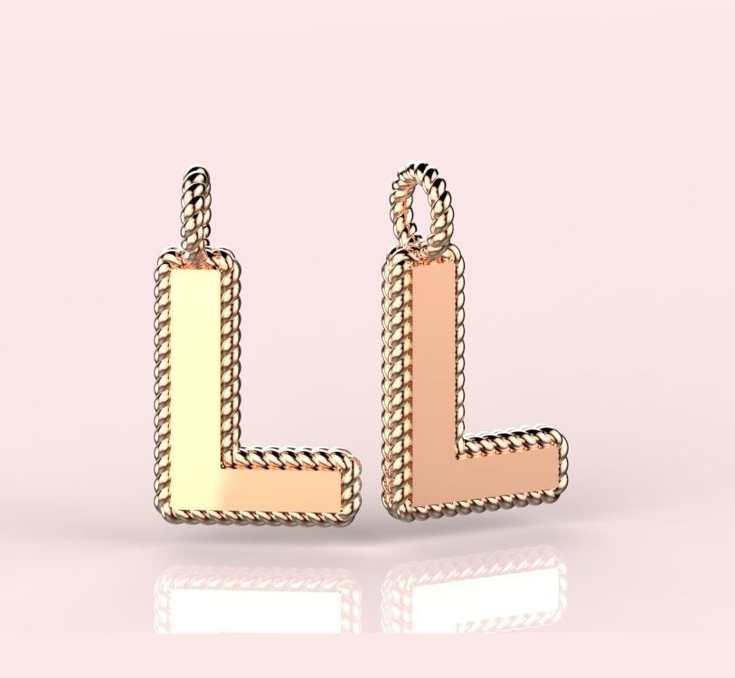 Pendant Letter L Necklace 3D print model 3D print model_2