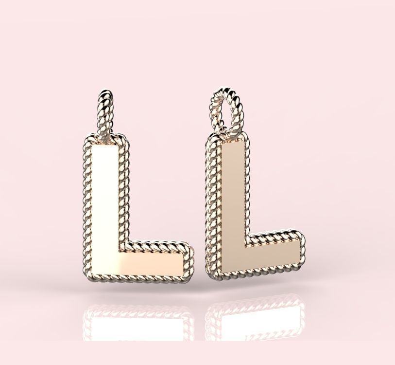 Pendant Letter L Necklace 3D print model 3D print model_4