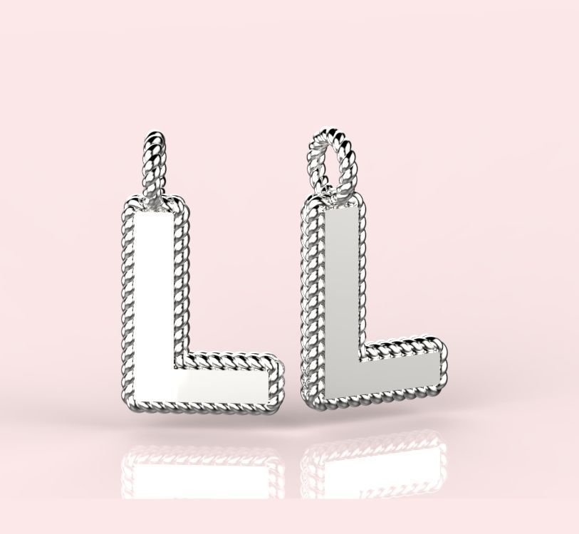 Pendant Letter L Necklace 3D print model 3D print model_5