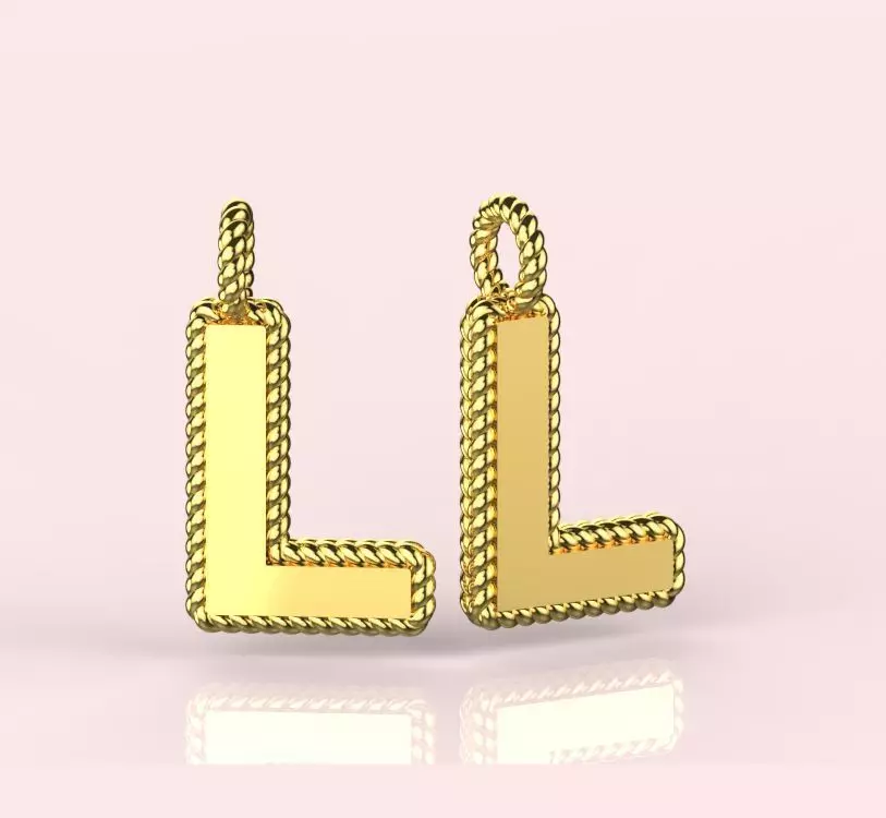 Pendant Letter L Necklace 3D print model 3D print model_0