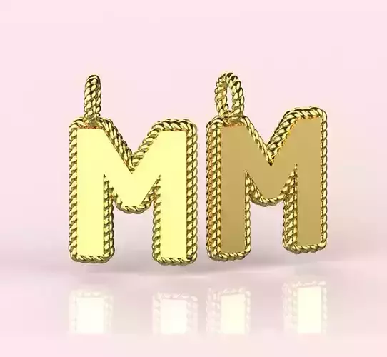 Pendant Letter M Necklace 3D print model 3D print model
