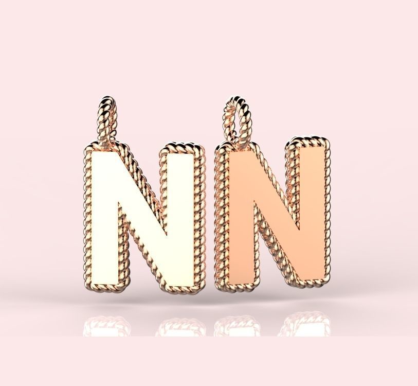 Pendant Letter N Necklace 3D print model 3D print model_2