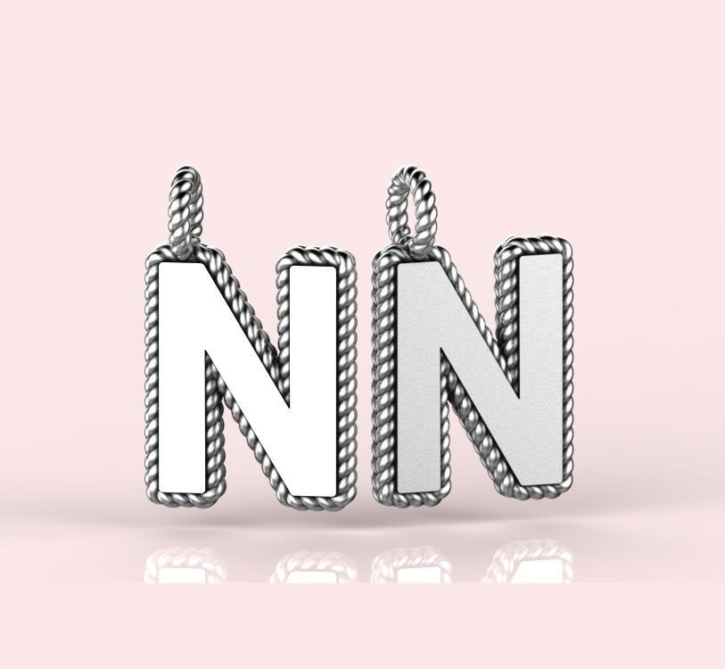 Pendant Letter N Necklace 3D print model 3D print model_1