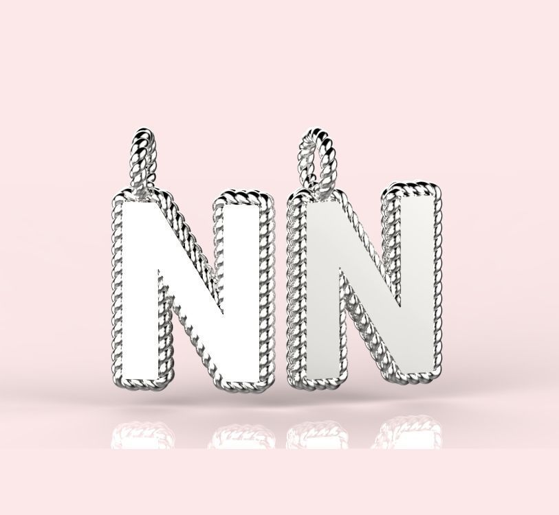 Pendant Letter N Necklace 3D print model 3D print model_5