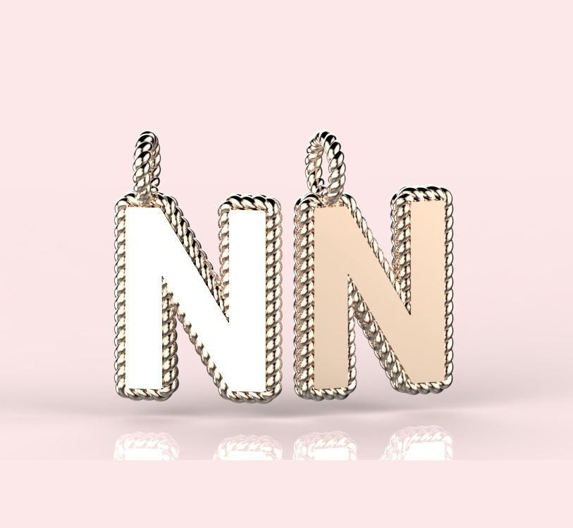Pendant Letter N Necklace 3D print model 3D print model_4