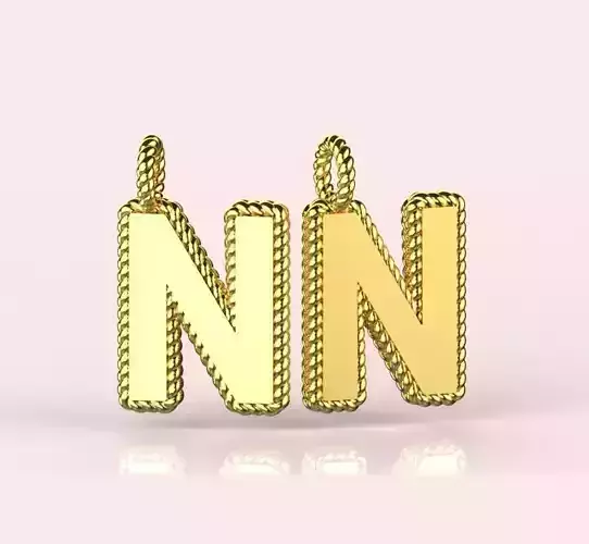 Pendant Letter N Necklace 3D print model 3D print model Pendant Letter N Necklace 3D print model 3D print model