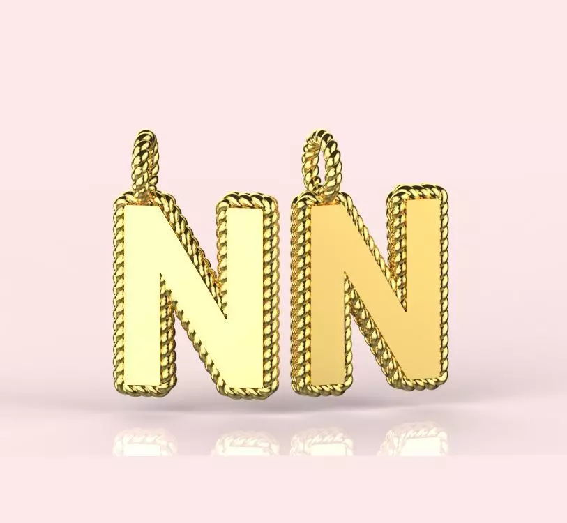 Pendant Letter N Necklace 3D print model 3D print model_0