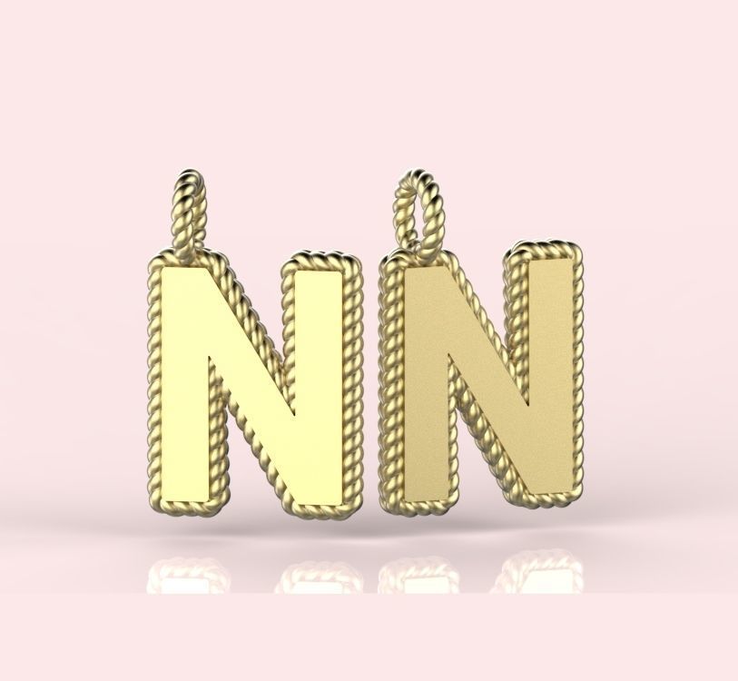 Pendant Letter N Necklace 3D print model 3D print model_6