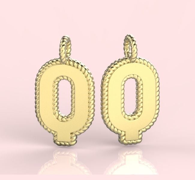 Pendant Letter Q Necklace 3D print model 3D print model_4