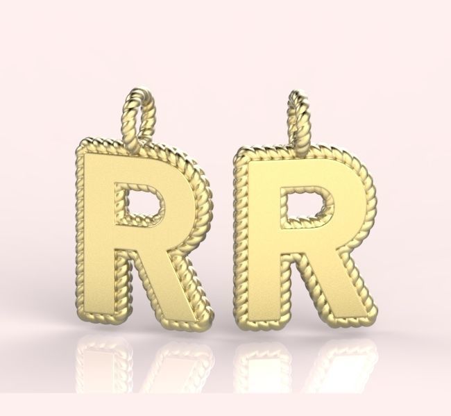 Pendant Letter R Necklace 3D print model 3D print model_6