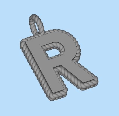 Pendant Letter R Necklace 3D print model 3D print model_4
