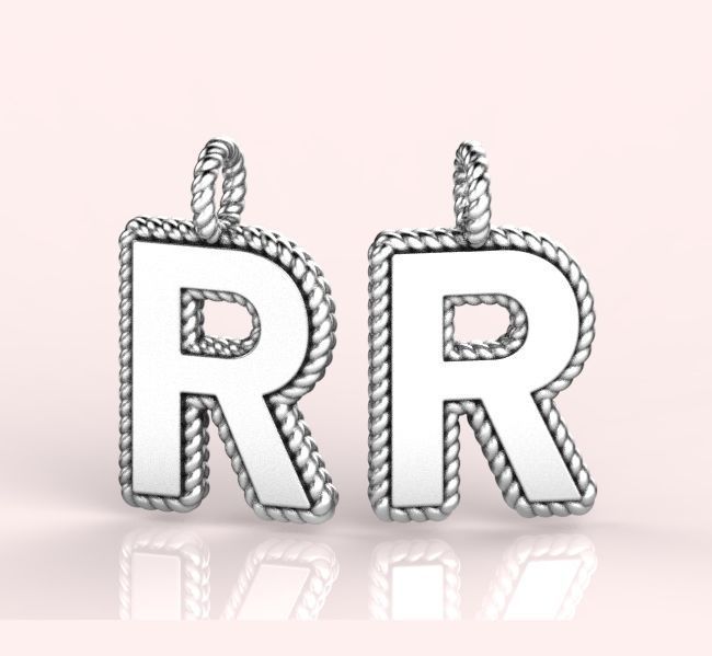 Pendant Letter R Necklace 3D print model 3D print model_1