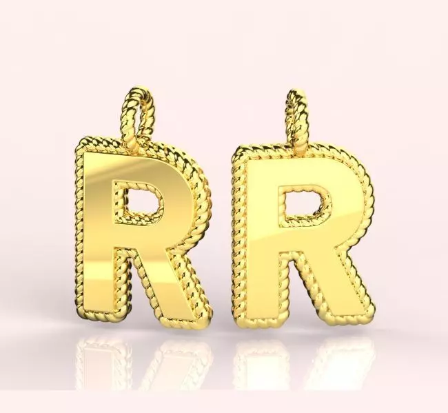 Pendant Letter R Necklace 3D print model 3D print model_0