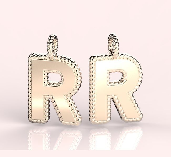Pendant Letter R Necklace 3D print model 3D print model_5