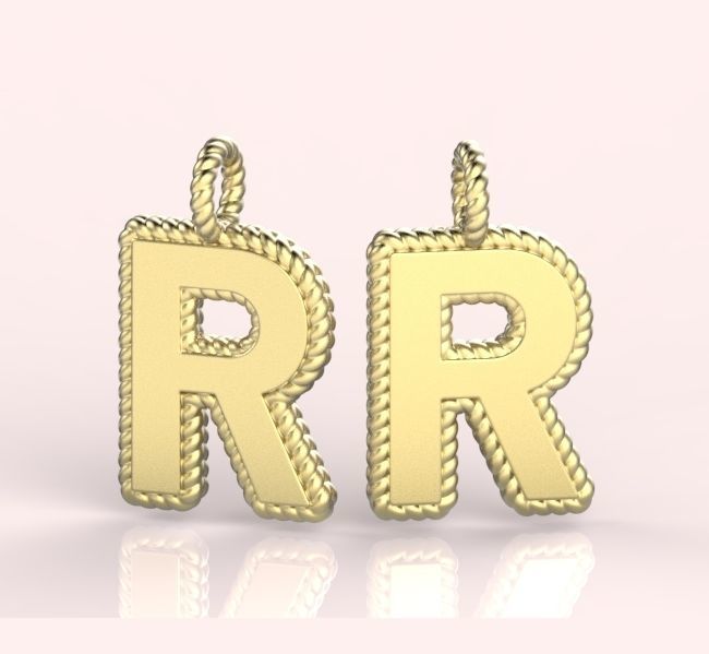 Pendant Letter R Necklace 3D print model 3D print model_3