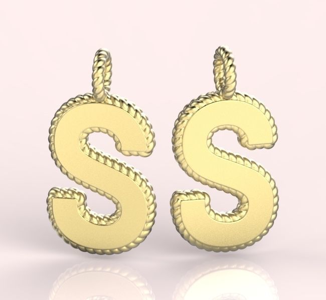 Pendant Letter S Necklace 3D print model 3D print model_5