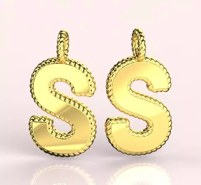 Pendant Letter S Necklace 3D print model 3D print model_0