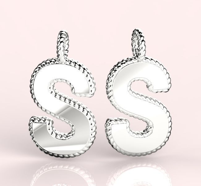 Pendant Letter S Necklace 3D print model 3D print model_4