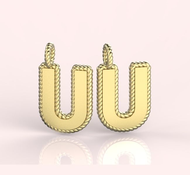 Pendant Letter U Necklace 3D print model 3D print model_4