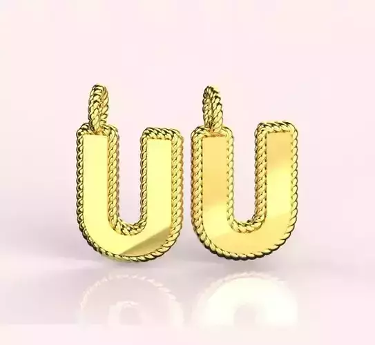 Pendant Letter U Necklace 3D print model