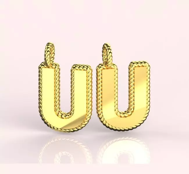 Pendant Letter U Necklace 3D print model 3D print model_0