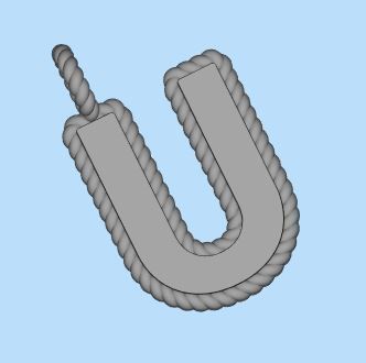 Pendant Letter U Necklace 3D print model 3D print model_3
