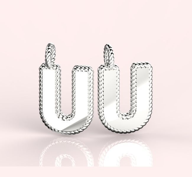 Pendant Letter U Necklace 3D print model 3D print model_5