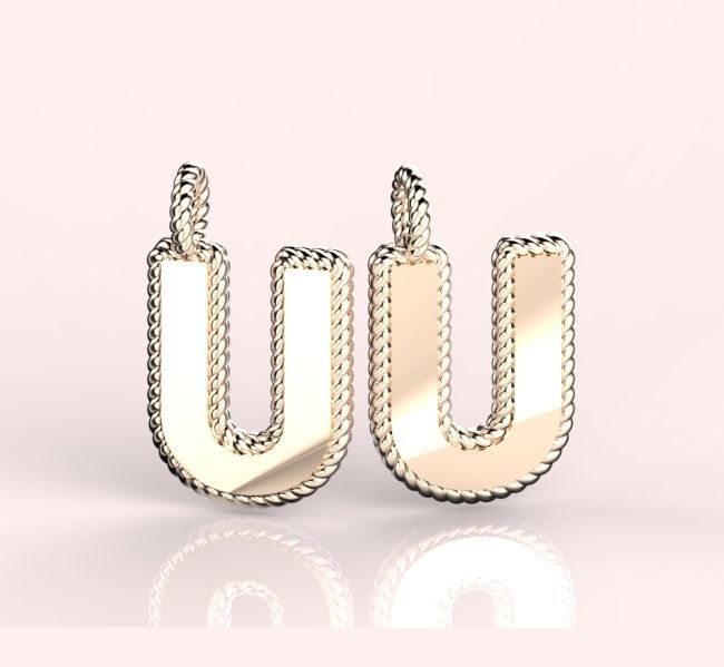 Pendant Letter U Necklace 3D print model 3D print model_6