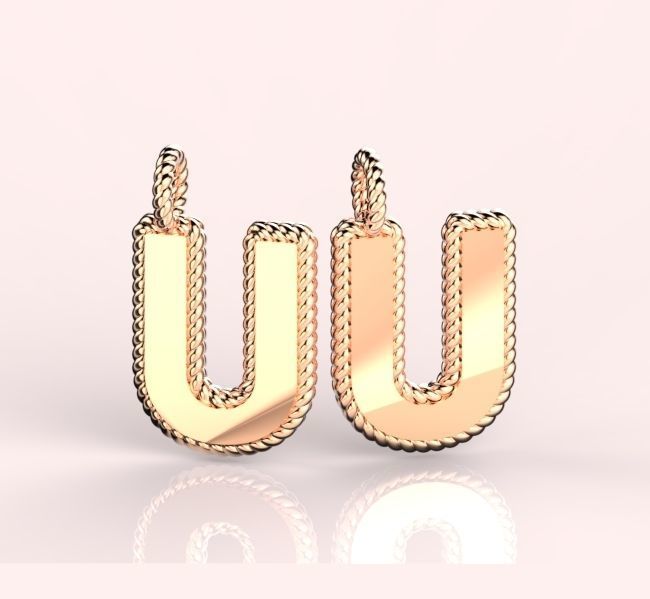 Pendant Letter U Necklace 3D print model 3D print model_2