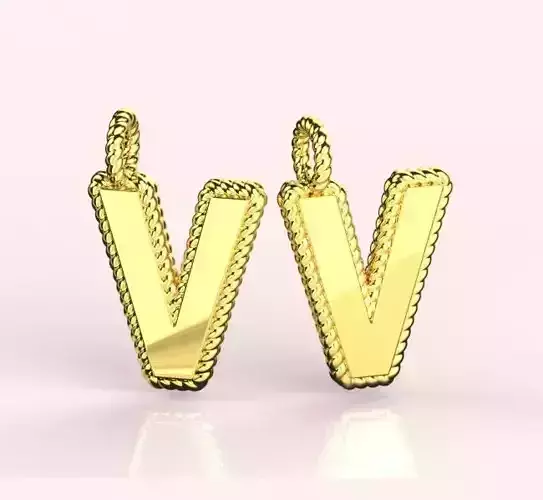 Pendant Letter V Necklace 3D print model