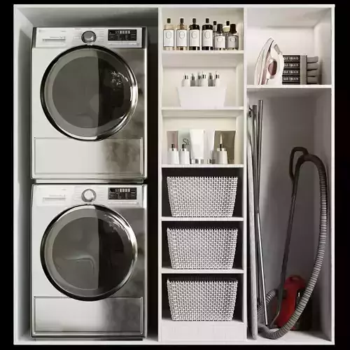 Laundry room with cosmetics and household appliances